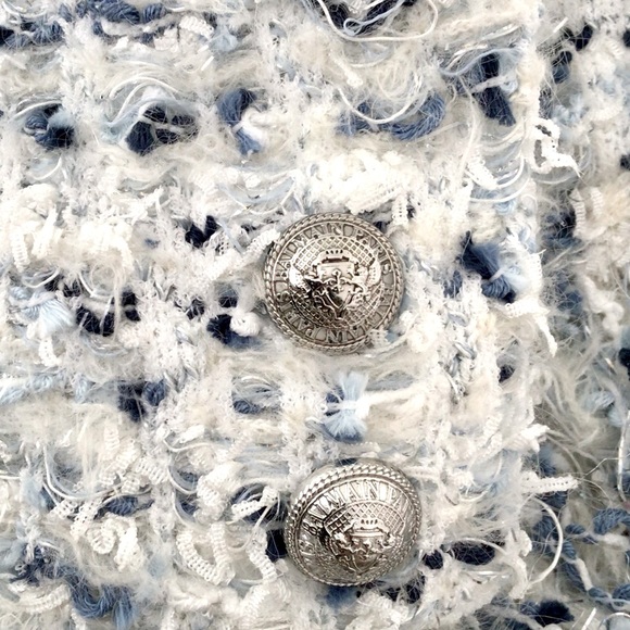BALMAIN Luxurious White Silver & BlueTweed with Front Fringe - FR 40 / US 6 - Picture 7 of 8
